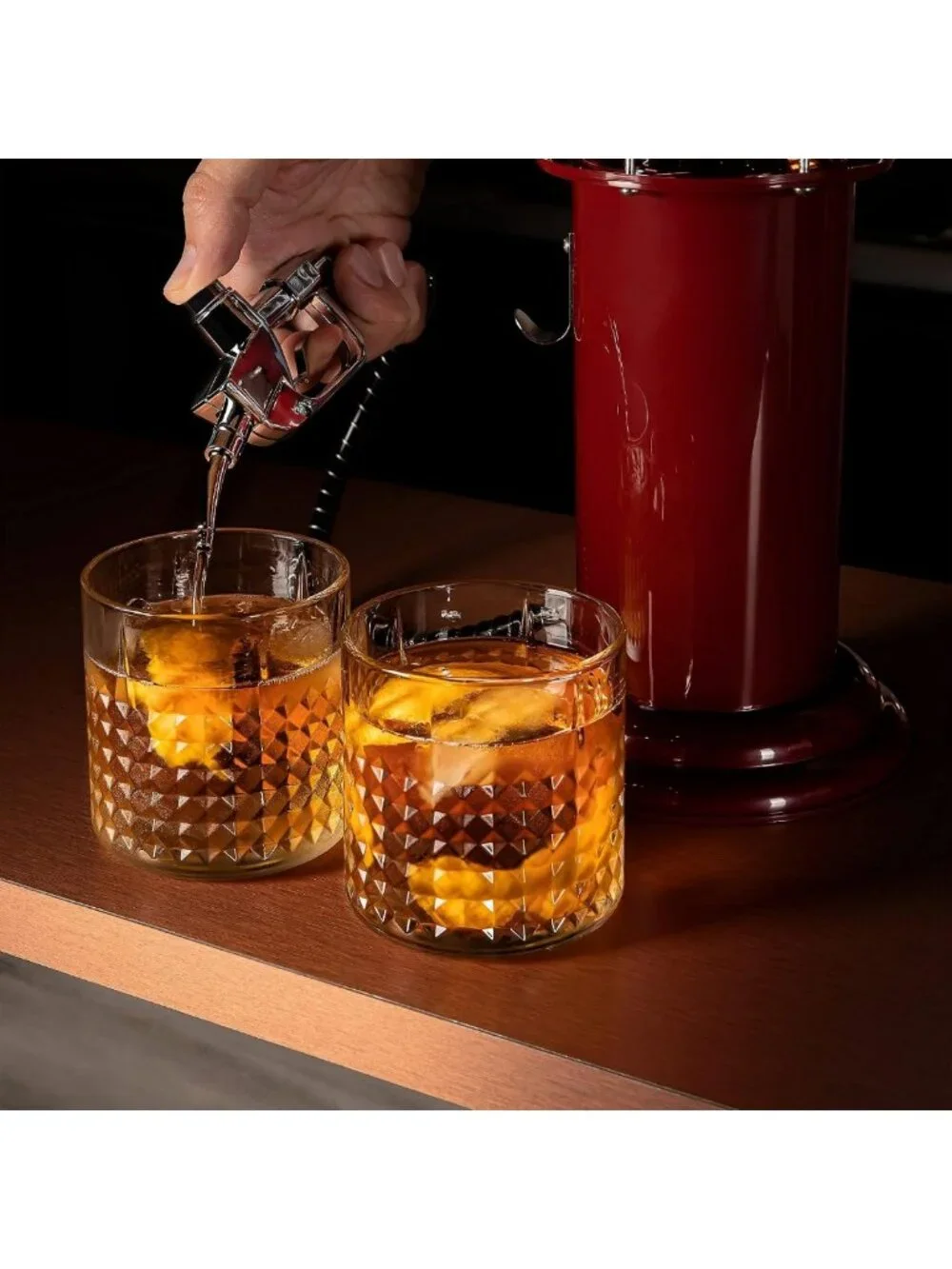 Vintage Style Pump Liquor Dispenser | 30 oz Home Bar Decanter for Cocktails